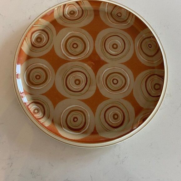 Denby Fire Handmade Rich Colors Mid Century Modern Rare Round Platter, 13.25" - Picture 2 of 9